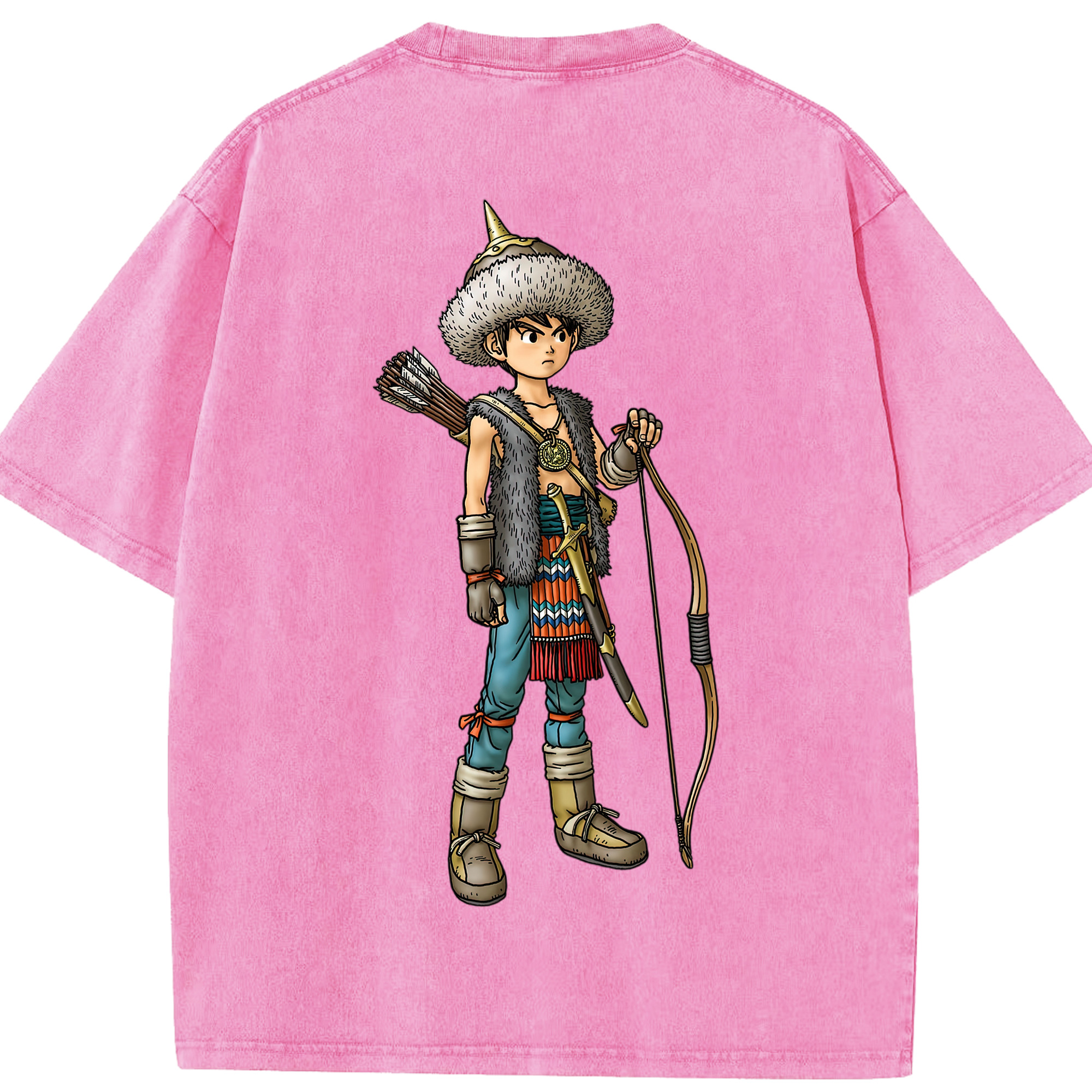 （画像用） ドラゴンクエスト Doragon Kuesuto Dragon Quest 綿100% ヴィンテージ風 半袖Tシャツ（背面プリント）